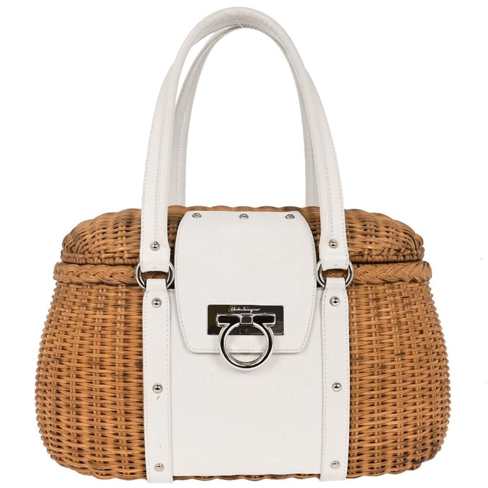 Salvatore Ferragamo Basket Gancini Leather and Wicker